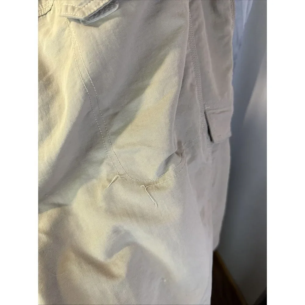 North Face Hiking Pant Mens XL Khaki Convertible Zip Shorts Elastic Waist Cargo‎